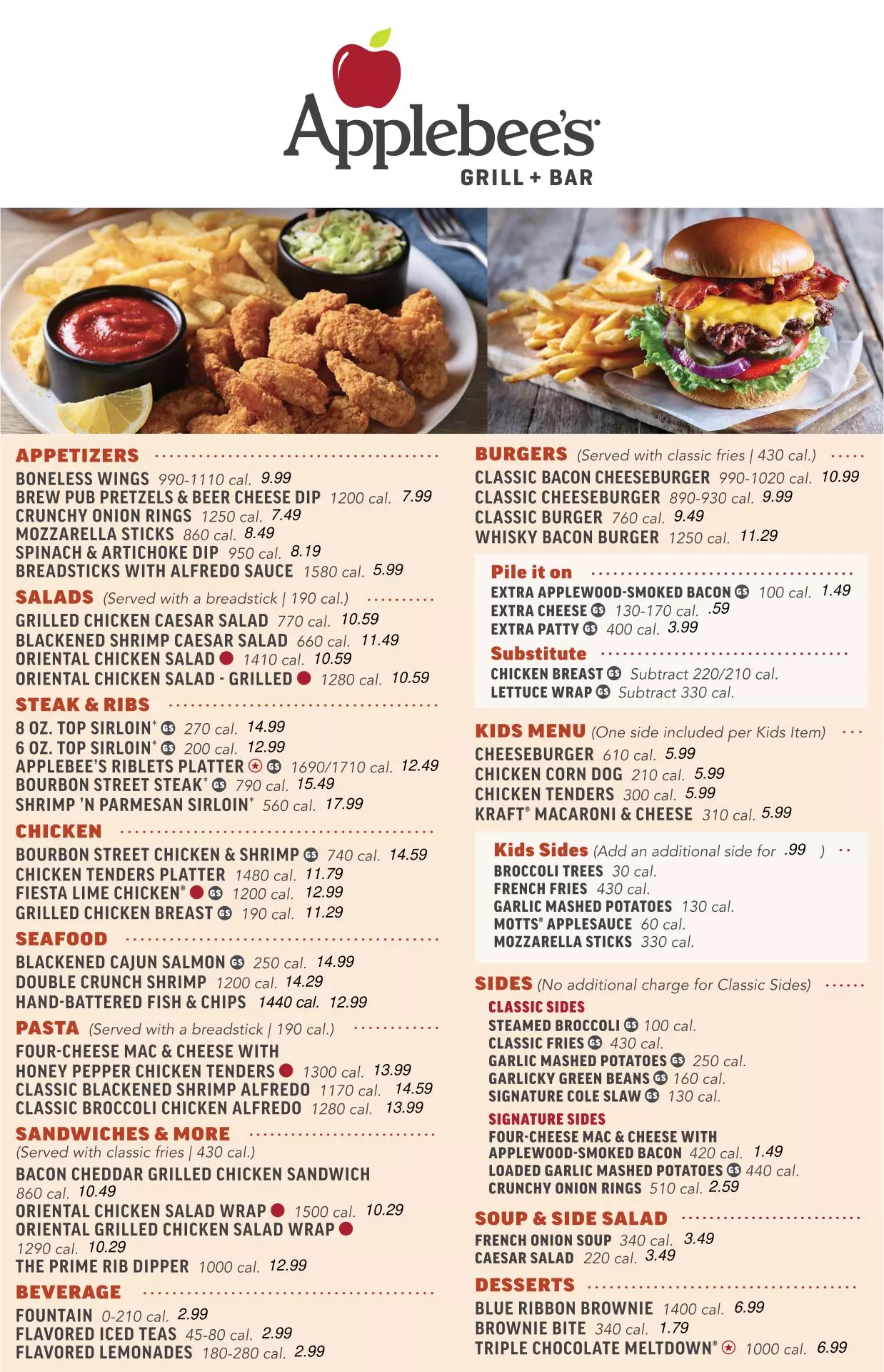 menu applebee's